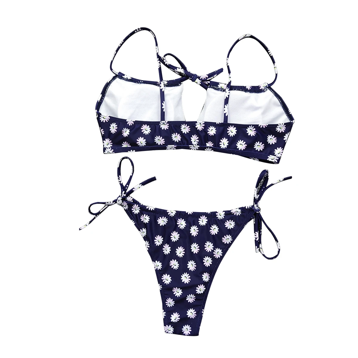 Комплект бикини женский с открытой спиной и принтом ромашки | Женская одежда