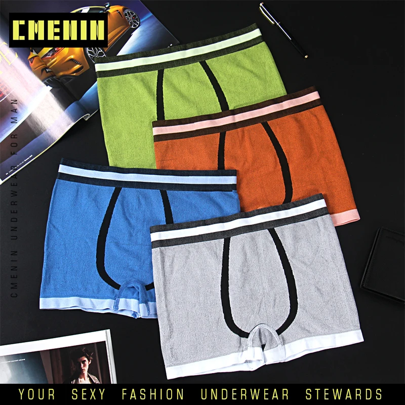 Сексуальное мужское нижнее белье трусы боксеры однотонные мужские бесшовное