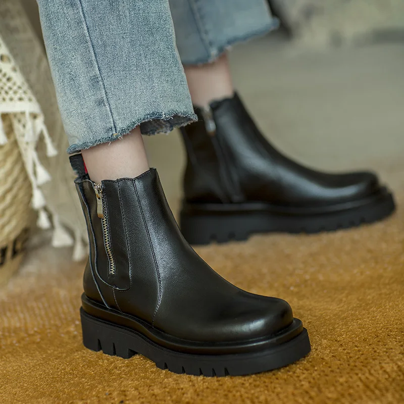 Женские ботильоны из натуральной коровьей кожи Mordoan на толстой подошве в