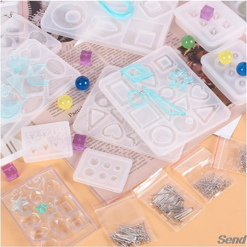 

DIY Crystal Epoxy Resin Mold Earrings Studs Ornament Pendant Casting Mould Craft T4MD