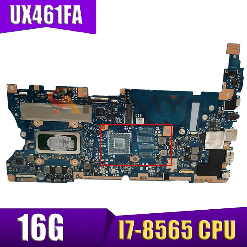 

UX461FA оригинальная материнская плата I7-8565 Процессор, 16 ГБ для ASUS UX461FN UX461F UX461FA Материнская плата ноутбука тест проведен