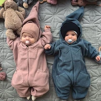 spring autumn baby boys romper onesies lambswool style clothes infant boy girls baby clothes long sleeved hooded romper pajamas