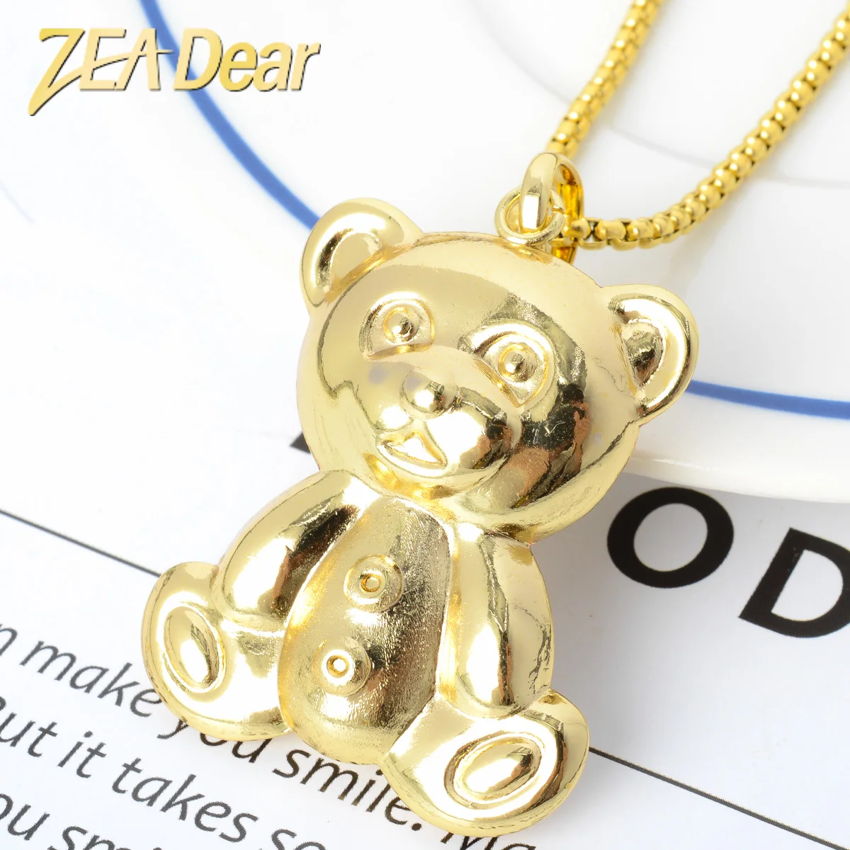 Фото ZEADear ювелирные изделия корейский Медный кулон 18k золотого цвета плюшевый мишка
