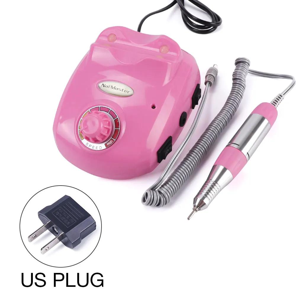 pink US plug Pro 30000 об/мин 30 Вт электрическая пилка для маникюра, оборудование для педикюра, маникюрный станок, набор сверл для ногтей, резак для геля для ногтей - Цвет: pink US plug