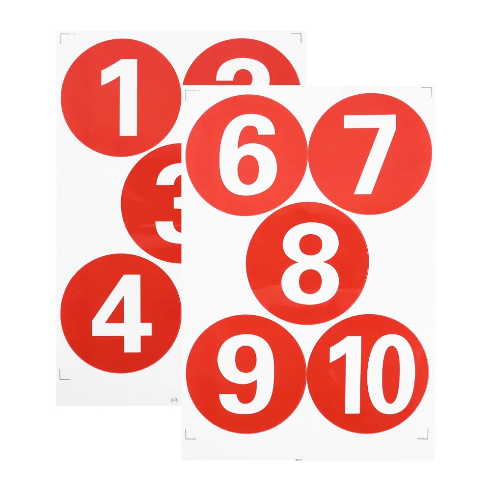 

2 Sheets Large Size Number Stickers Round Number Paster Self Adhesive Stickers