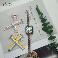 suitable for apple iwatch6 rainbow watchband apple watch 5 4 3 2 1 small fresh wristband female ice cream color metal steel band