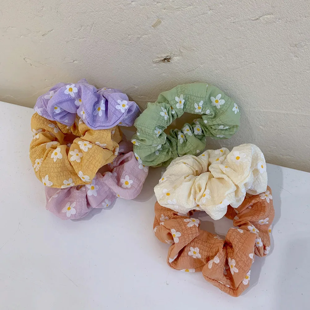 

2021 Korean Rubber Band Daisy Flower Scrunchies Women Girl Ponytail Holder Hair Ties Hair Bands Hair Rope Hair Accessories
