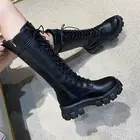 Зимние плюшевые сапоги до колена, женские черные кожаные боевые сапоги в стиле панк 2022, теплая меховая длинная платформа Ytmtloy Botines De Mujer Sexy
