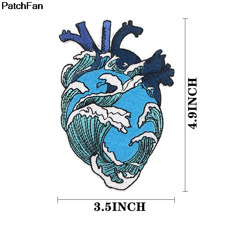 Patchfan сердце форма орган большая волна Kanagawa аппликация нашивки наклейки Швейные