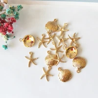 20pcs starfish shell alloy charms floating gold tone nautical pendants diy earring necklace bracelet jewelry accessories fx175