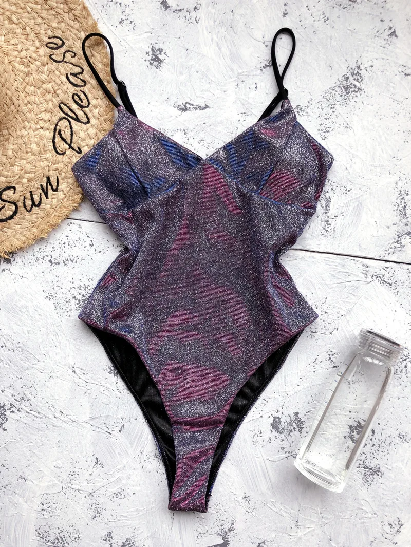

2021 new flash bikini sexy all-in-one swimsuit swimsuit V-neck suspenders fashion beachwear ladies