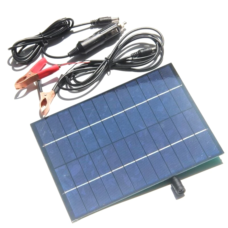 BUHESHUI  12V 5V Portable Solar Panel Charger With USB  DC 5521 Cable For 12V Car Boat Motor Battery Charger 6.5W Solar Panel