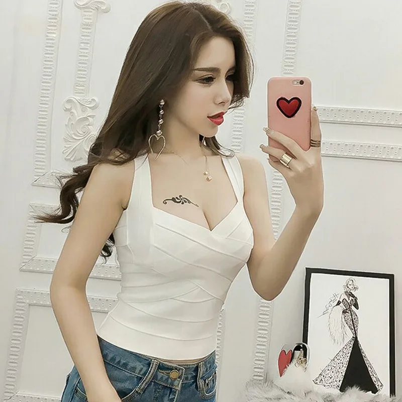 Женский облегающий топ на тонких бретельках Летний Эластичный футляр|Топы| |