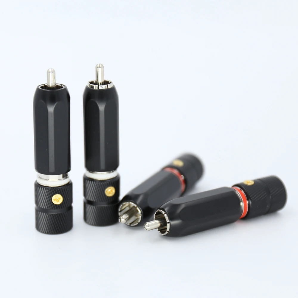 4PCS HIFI screw locking Rhodium Plated RCA Plug Phono Copper Connector | Электроника