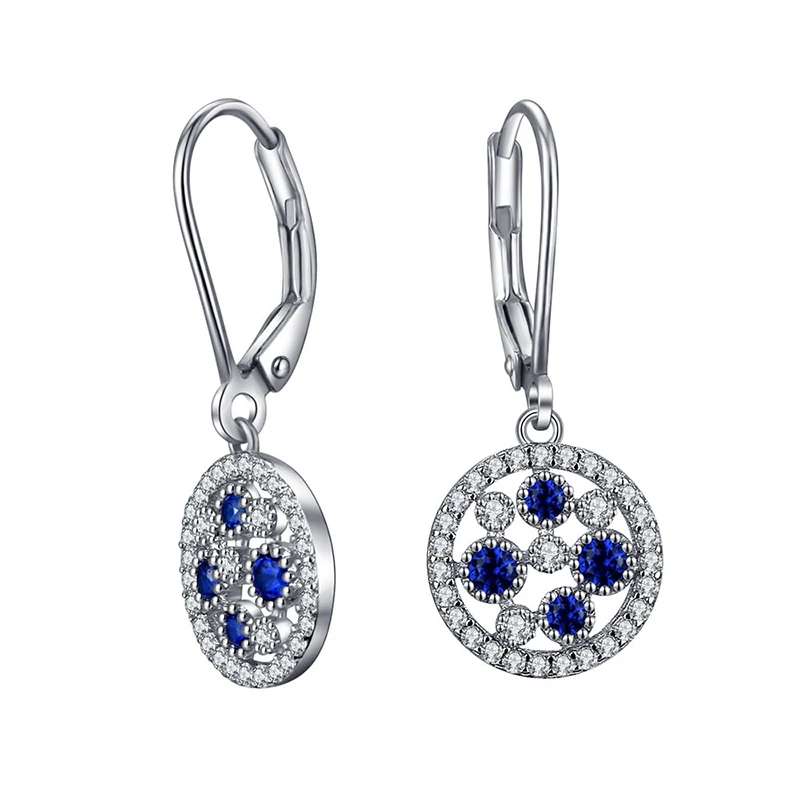 

ANZIW 925 Sterling Silver Round Clip Drop Earring Cute Silver Dangle Earring Women Engagement Wedding Party Jewery Earrings