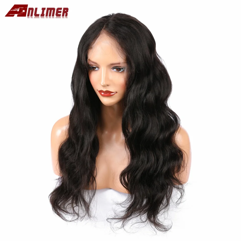 Anlimer бразильские волнистые кружевные передние человеческие волосы парики для