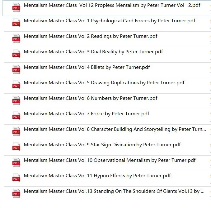 

Mentalism Master Class Vol 1-13 / vol.1 Psychological Card Forces by Peter Turner - magic tricks