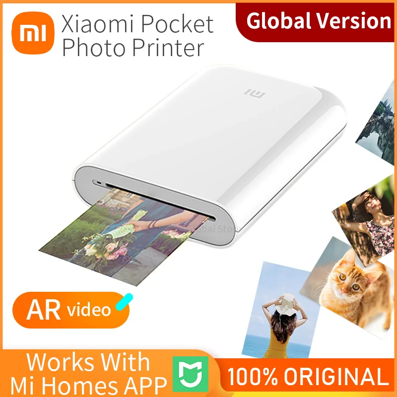 

Global Version Xiaomi Mijia Pocket Printer AR 300dpi Portable Mini Pocket Photo Label Printer Travel Party DIY Share Picture
