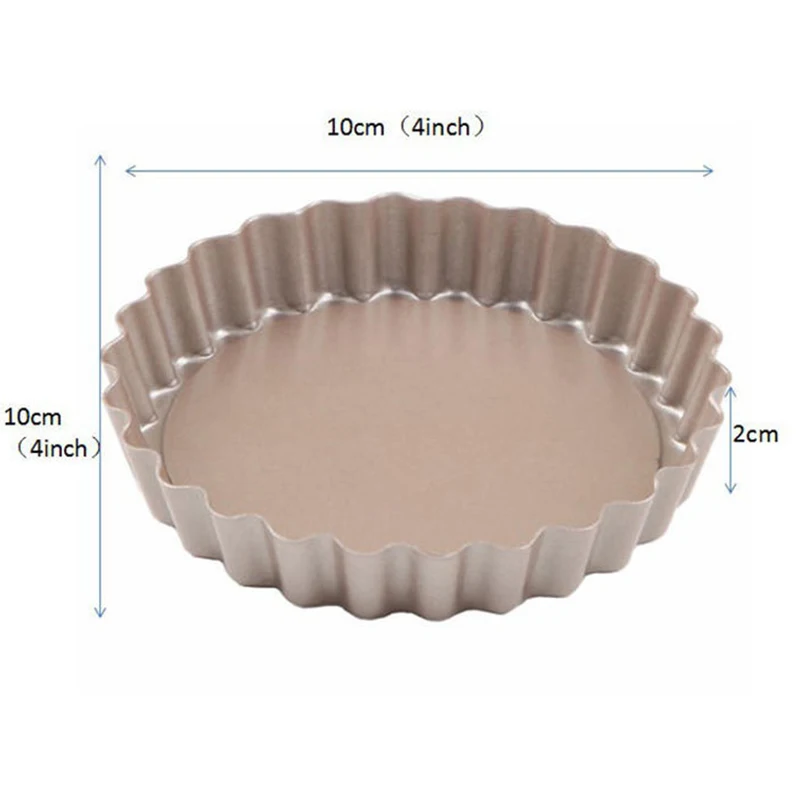 

Tart Pan, 4 Inch Mini Quiche Pan Removable Bottom Non-Stick Tin, for Oven Baking Carbon Steel Gold Pie Pan.(4 Packs)