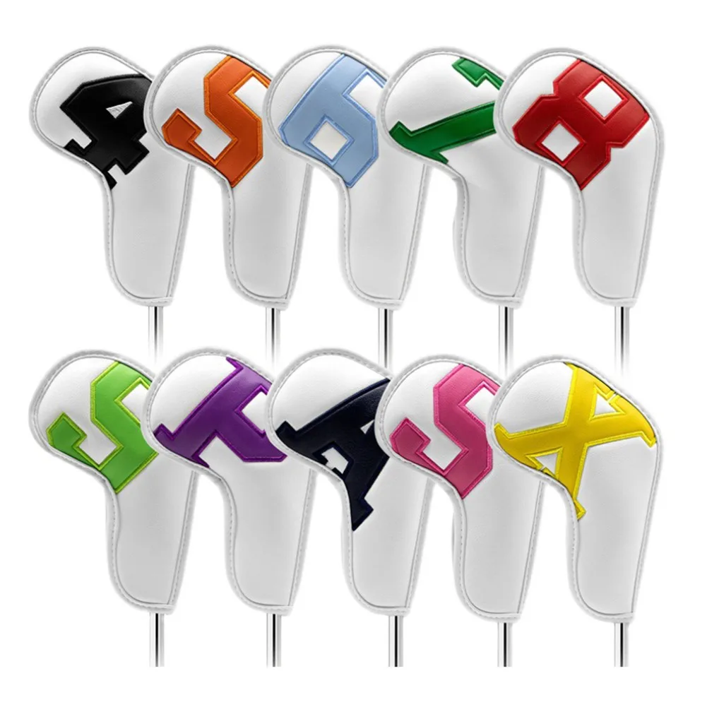 

10Pcs Iron Headcovers 4/5/6/7/8/9/A/S/P/X Wedge Covers Golf Accessories