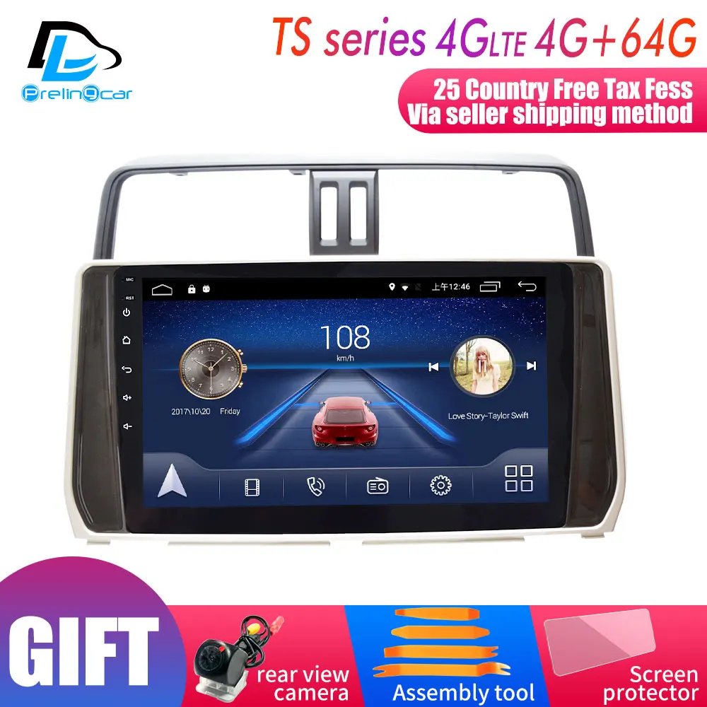TS player 4G64G 4G Lte Android 9,0 gps Мультимедийная навигационная система для Prado Land Cruiser- лет автомобильный dvd-плеер Подушка подголовник радио - Цвет: TS player 4G64G