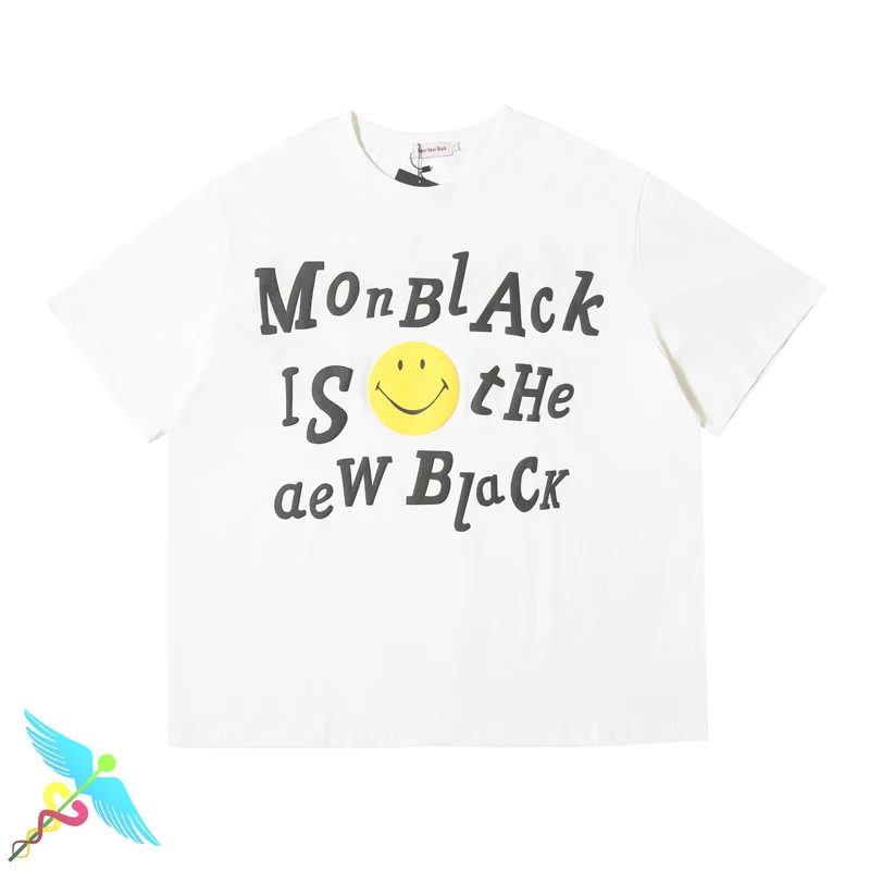 

Kanye West Mon Black Is The Aew Black T-Shirt Men Women Hip Hop Oversized Cactus Letter Print Casual High Quality Streetwear