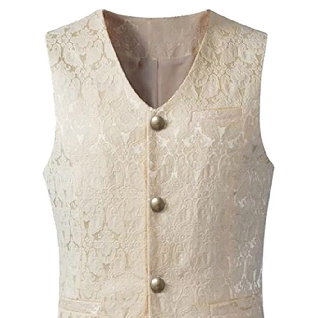 

Men Fashion Punk Jacket Vintage Overcoat Outwear Button Tailcoat Vest Coat Party wedding Tie vest Suit Pocket Square Set 1.8