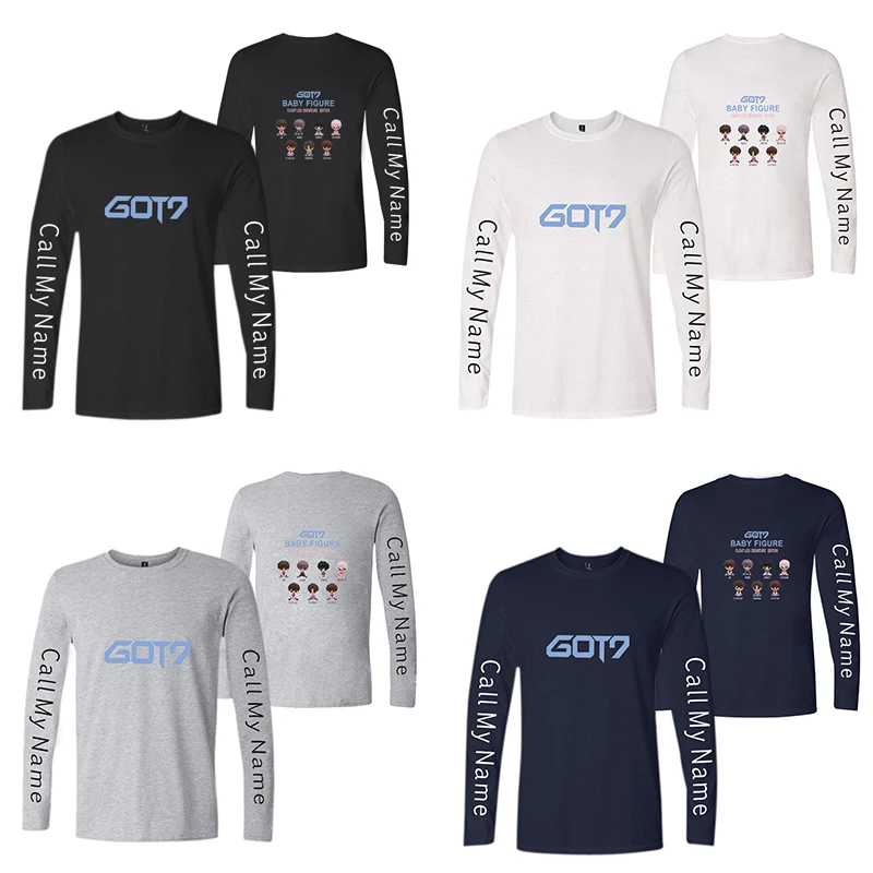 

Got7 Kpop фигурка Малыша Футболки мультфильм милый Принт мужчины женщины футболки футболка o-образным вырезом с длинным рукавом унисекс футбол...