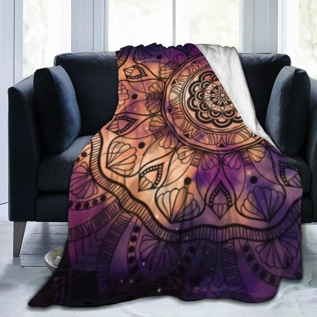 

Colorful Lotus Flower Mandala Bohemian New Age Tie Dye Soft Cozy Fleece Blanket Dropship Wholesale Family Winter Flannel Throw