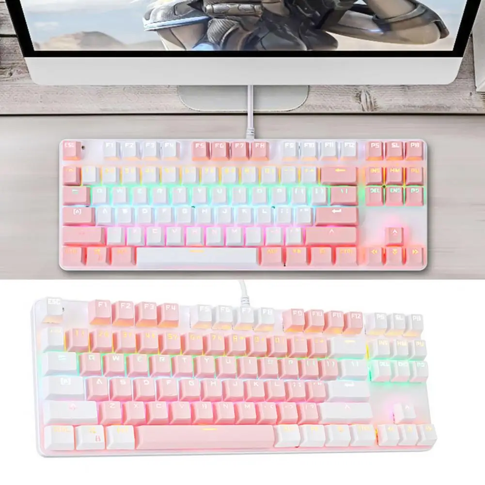 

K100 87 Keys USB Backlight Green Shaft Office Home Gaming Mechanical Keyboard