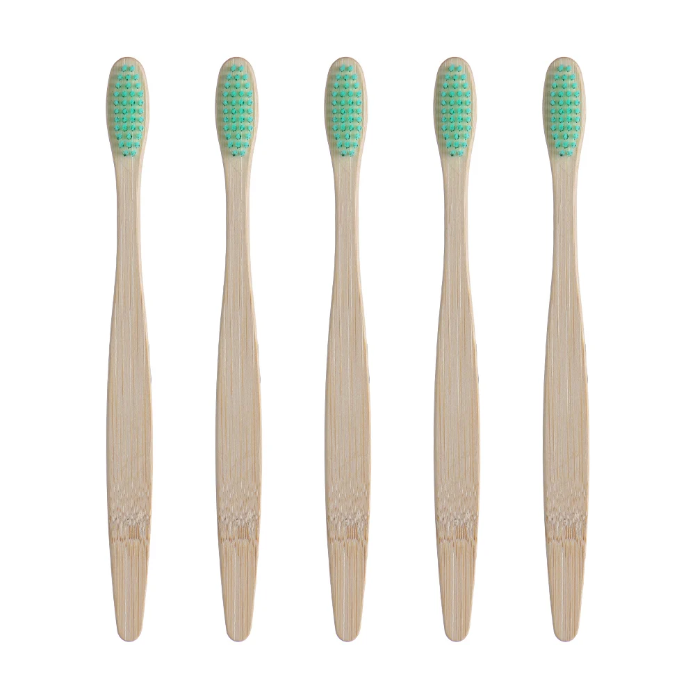 Green 5Pc With Box 1/5 шт экологическая зубная щетка с бамбуковым углем для ухода за полостью рта, для чистки зубов, эко, средняя мягкая щетина, щетки - Цвет: Green 5Pc With Box