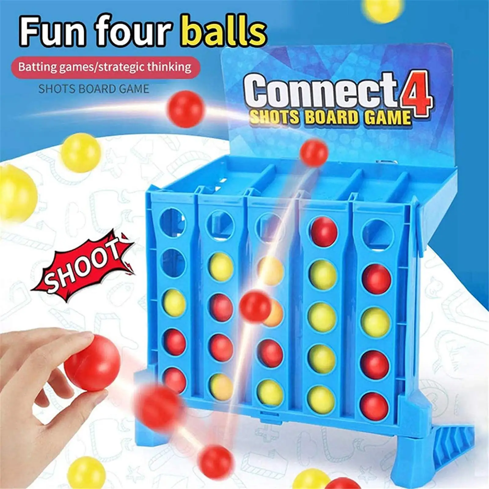 

1PCs Portable Bouncing Linking Shots Educational Toys Children'S Portable Jump Ball Four-Line Board Game Toy For Children