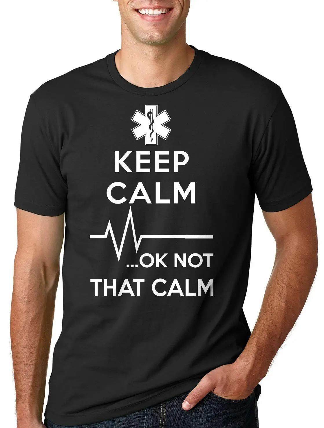 

Gift For Paramedic Keep Calm OK Not That Calm T-Shirt Funny Tee Top Cotton Short sleeve T shirt Unisex