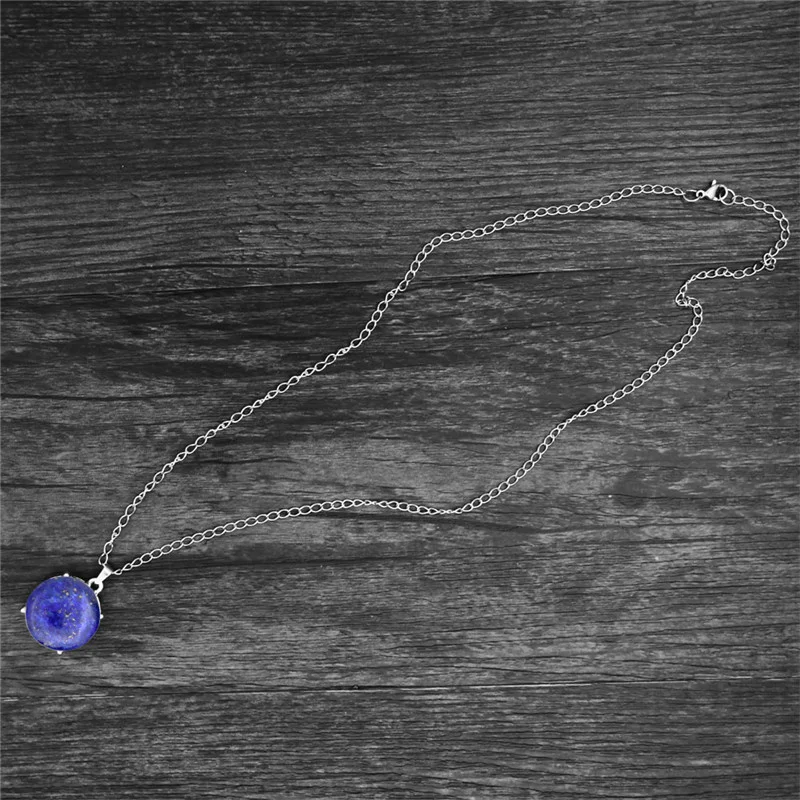 Винтажное круглое ожерелье с кулоном из кварца и лазурита античное