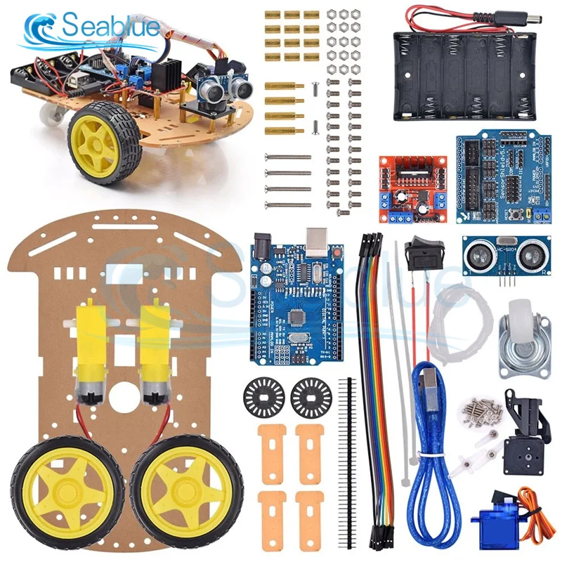 2WD Ultrasonic Module New Avoidance Tracking Motor Smart Robot Car Chassis Kit Speed Encoder Battery Box For Arduino | Инструменты