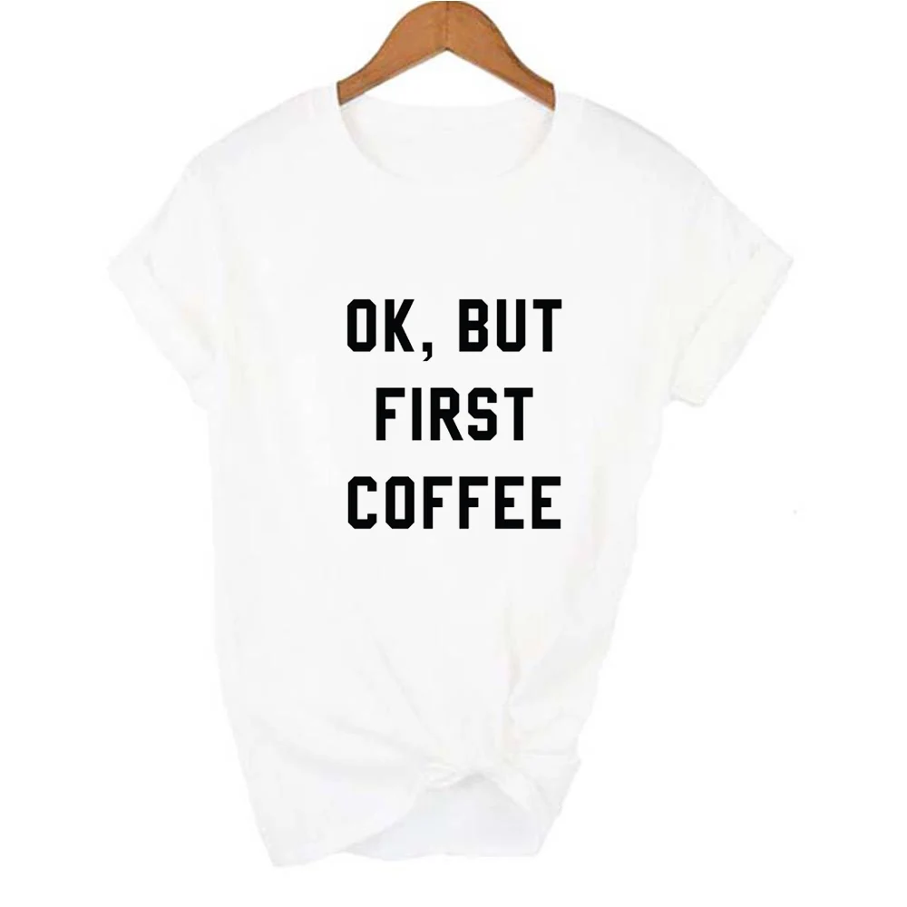Женская футболка с надписью But First Coffee летняя одежда для мам эстетические