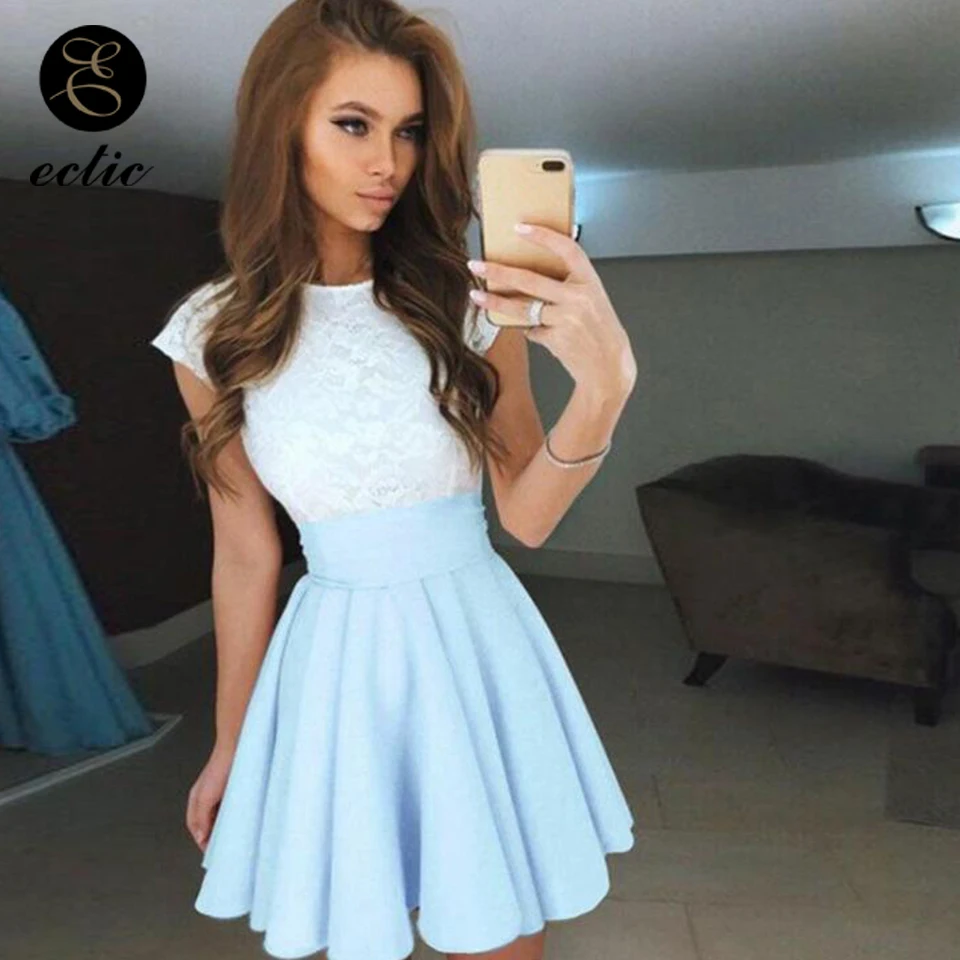 Кружевное платье с цветочной вышивкой коротким и широким подолом для женщин Sukienka