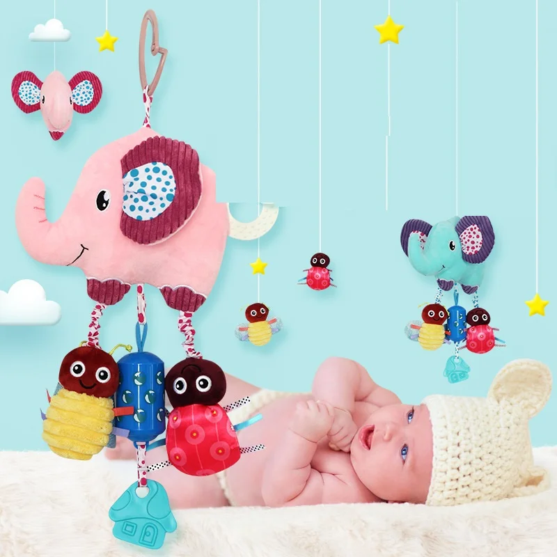 

Погремушка-игрушка для новорожденных, подвесной Колокольчик для детской коляски, мобильная плюшевая игрушка-погремушка для кроватки 0-1 лет...