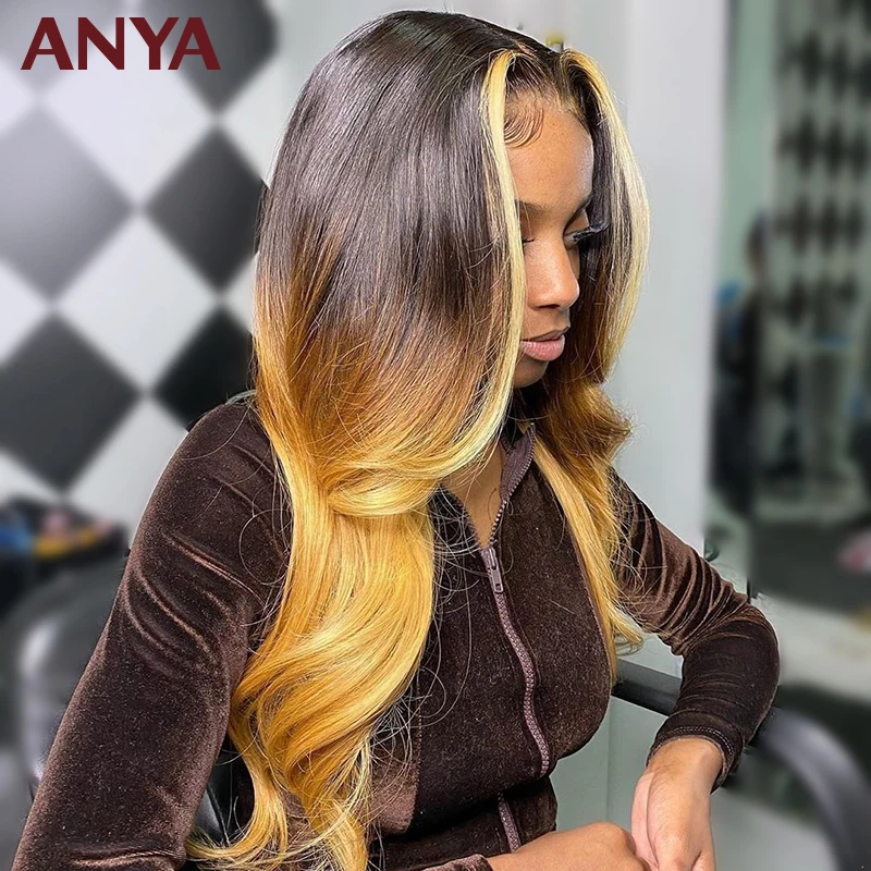 Женский парик с эффектом омбре Anya Wig 1b 4 27 из натуральных волос предварительно