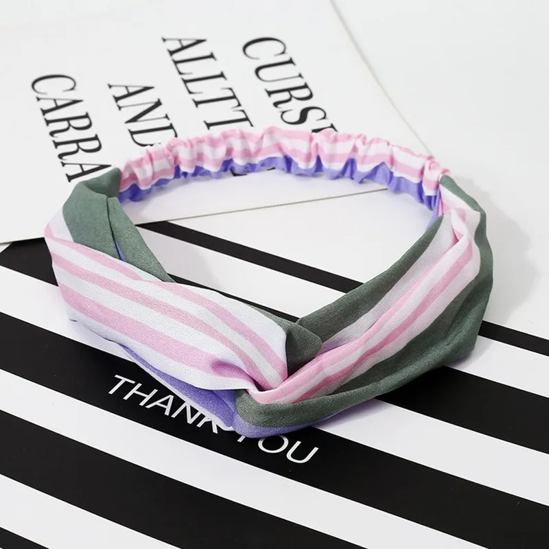 

2020 Fashion Women Hair Accessories for Girls Fabric Headband Cross Chiffon Floral Hair Band Knotted Bow Headdress Ladies Hoop