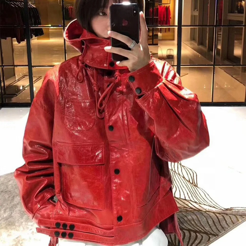 Весенние разноцветные воск кожаная куртка из овчиной кожи Хай стрит