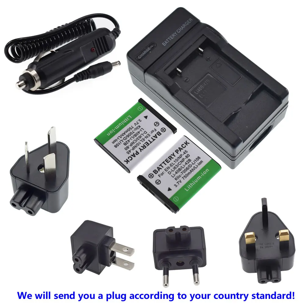 2X литий-ионным Батарея + Зарядное устройство для цифровой камеры Olympus Li-40B Li-42B Nikon
