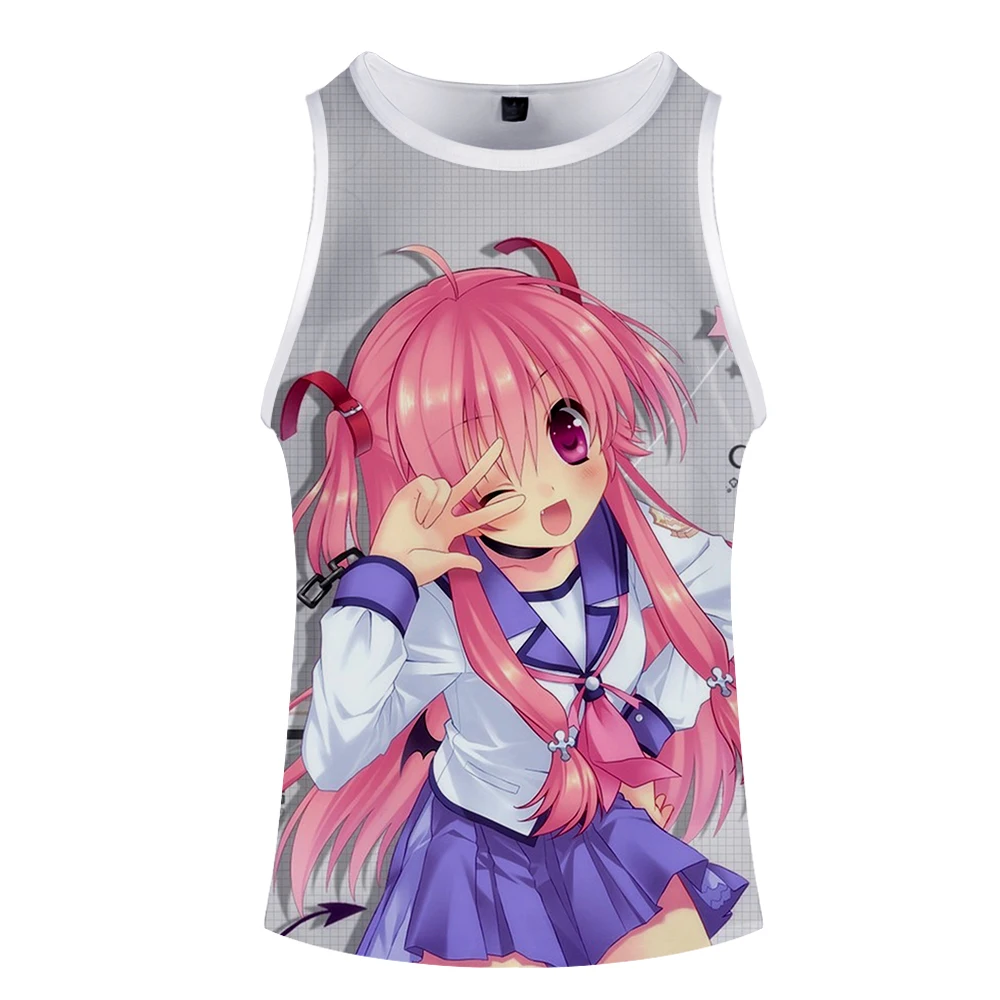 

2020 New Anime Angel Beats 3D Printed Harajuku Tracksuit Two Piece Set Summer Casual Tank Tops+Basketball Shorts Streetwear Vest