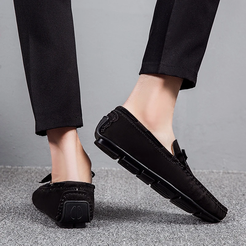 

Loafers Men Shoes Leather Slip On Lightweight Anti-Slip Lazy Boat Shoes Man Flat Moccasion Italian Driving Shoes Makasyny Mskie