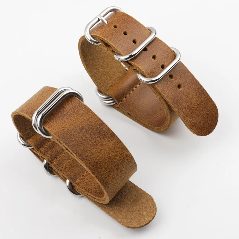 Onthelevel Leather Nato Zulu Strap 20mm 22mm Watch Strap Coffee Black Red Green Watchband Belt Stainless Steel Rings Buckle #E