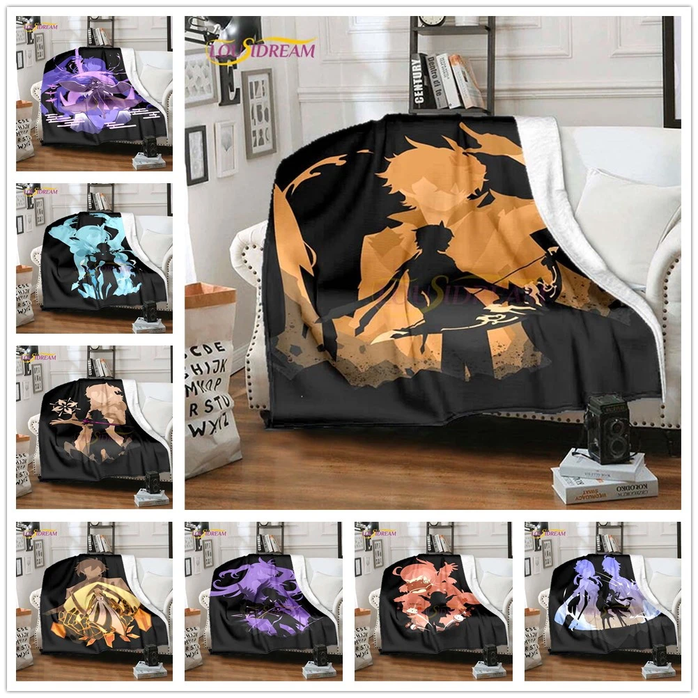 Genshin Impact Anime Blanket Cover blankets for beds Ultra-Soft Carpet Warm Bed Sheet Bedspread Bedding Queen Size Room Decor