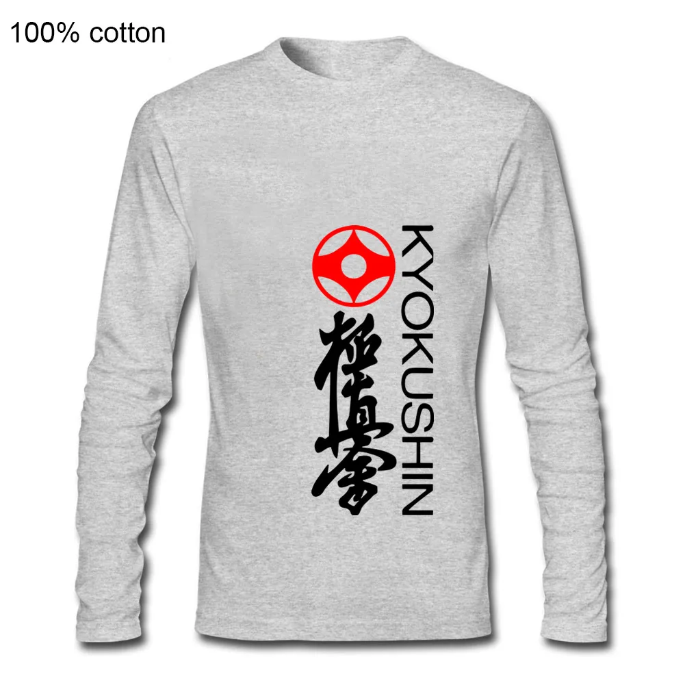 

2019 fashion Loose Black Long sleeves Tshirt Homme Tees Kyokushin Karate Masutatsu Oyama Karate Japan Tee Print long T-Shirt Men