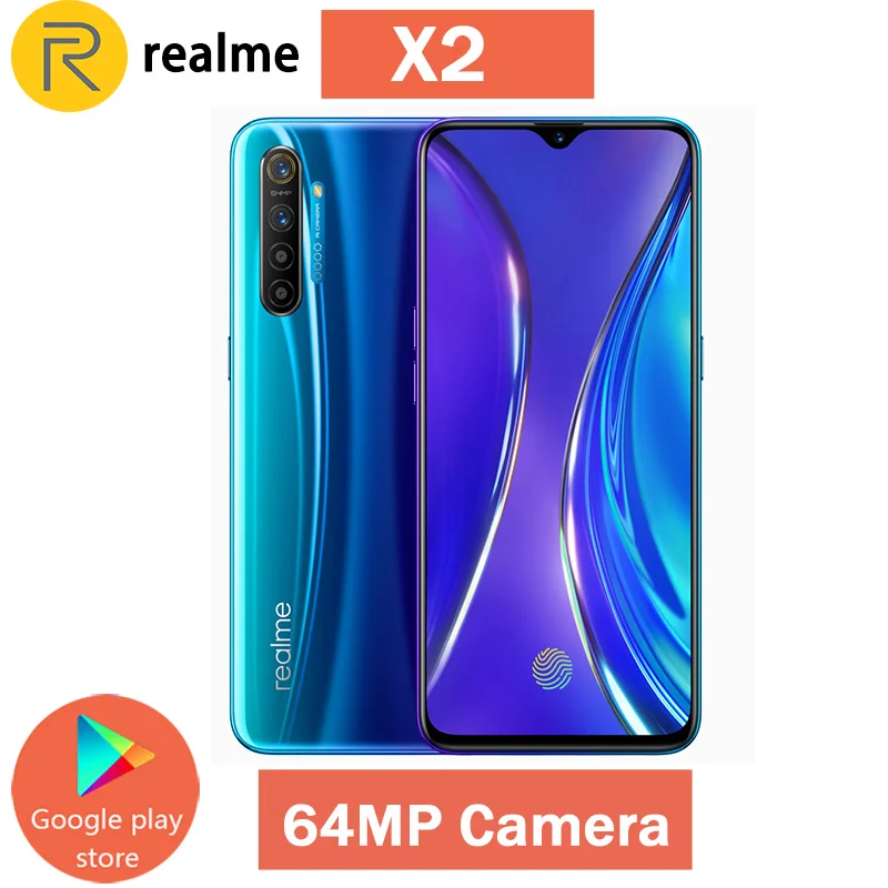 Мобильный телефон realme X2 с глобальной прошивкой безрамочный дисплей 6 4 дюйма