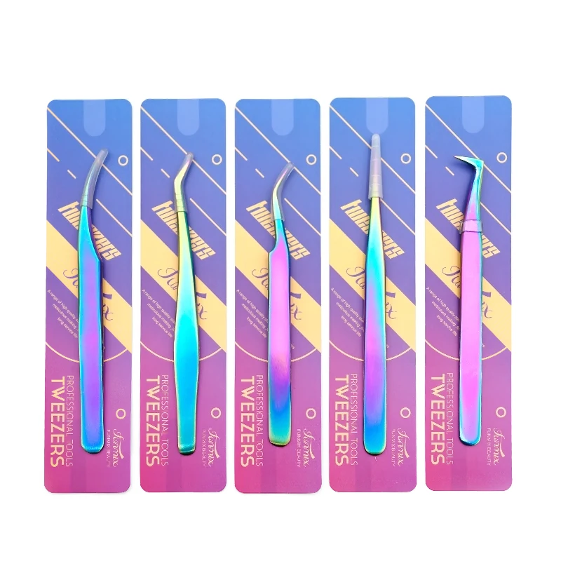 

1pcs Stainless Steel Tweezers Volume False Eyelash Extension Tweezers Anti-static Eyebrow Fan Lash Tweezers Watchmaker Tools