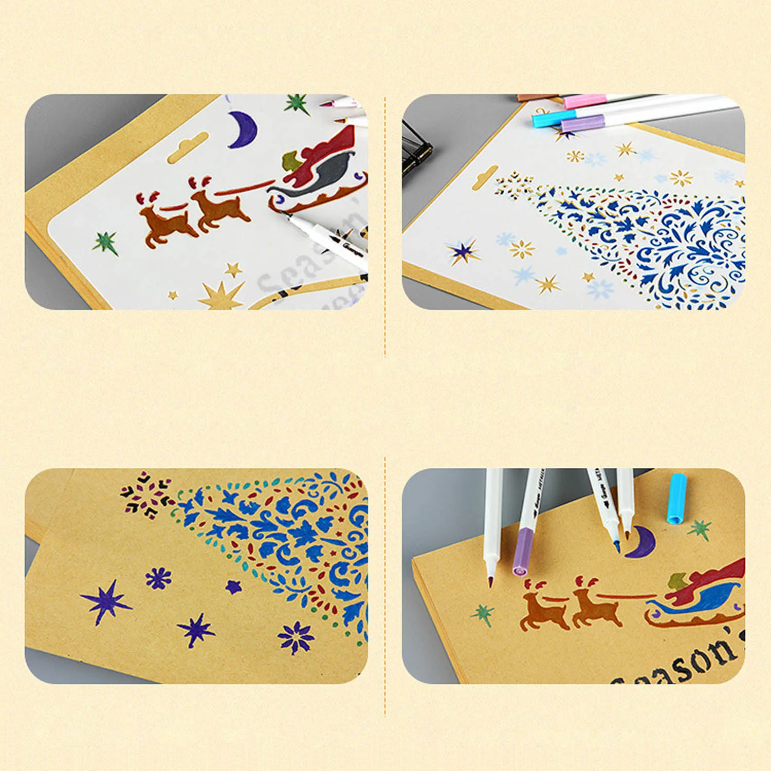 12 шт Счастливого Рождества Мандала трафареты для рисования шаблоны пигмента DIY